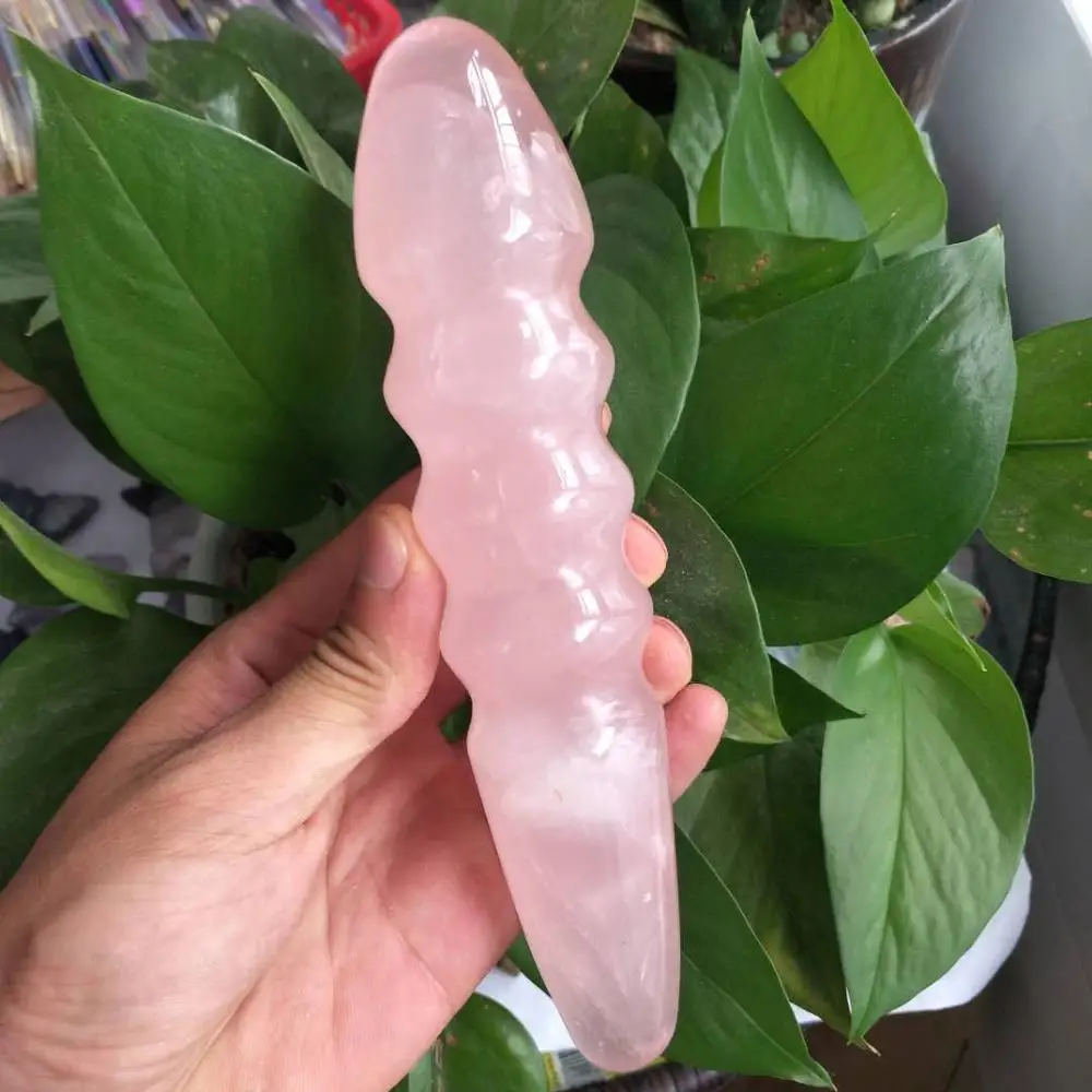 Хит 18 см натуральный розовый кварц Кристальный массаж йони-палочка для женщин здоровье или подарок