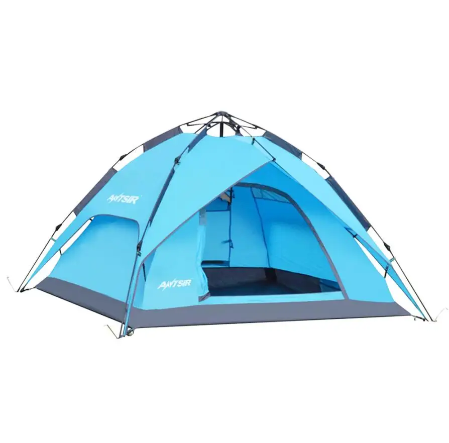 Sky blue Палатка с гидравлическим механизмом раскладывания в одно касание Водонепроницаемая анти-УФ легкая установка со складывающейся дышащей для 3-4 человек семейный Туризм Кемпинг - Цвет: Sky blue
