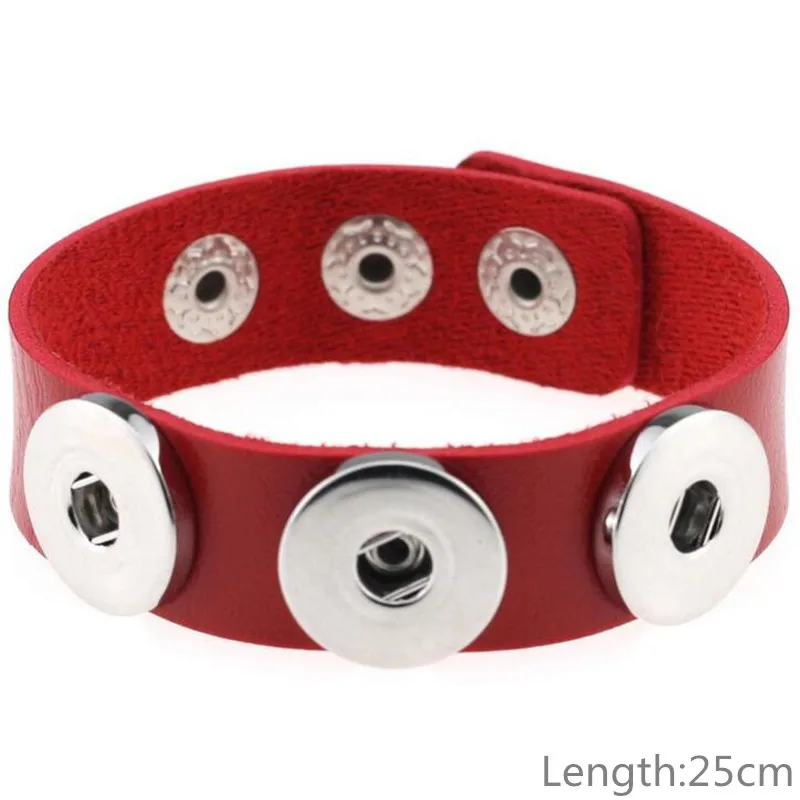 

1pcs Red Leather Snap Button Bracelet Length 25cm Interchangeable Snap Charms For Man Woman Snap Button Jewelry
