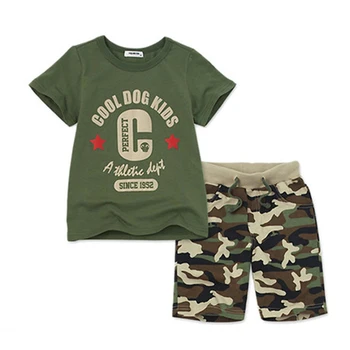 

3-8 years children's clothing brand 1 set 100% cotton Camouflage summer boys clothing sets kids clothes boys