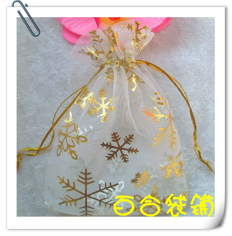

Christmas candy packaging white bronzier yarn bags gift packaging yarn bags candy bag 17x 23cm