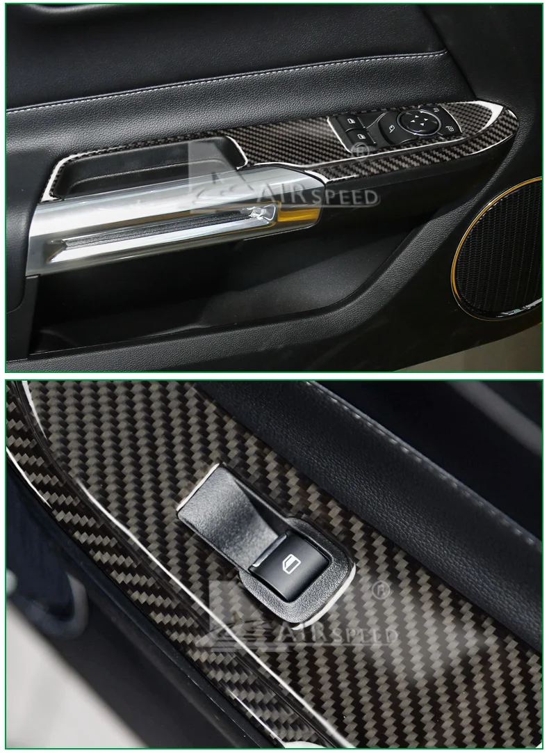 For Ford Mustang Carbon Fiber Car Interior Window Control Switch panel Decor Frame Cover (5)