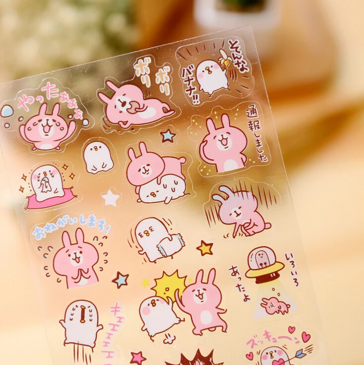 Novelty Bunny Animals Transparent Decorative Sticker Diary Album Label Sticker DIY Scrapbooking Stationery Stickers Escolar zfparty trees transparent clear silicone stamp seal for diy scrapbooking photo album decorative card making