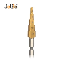 Jelbo 1PC Hex Handle 4-12mm Step Drill Bit Cone Drill Bit Set High Speed Steel Titanium Coated Step Drill Hand Tool