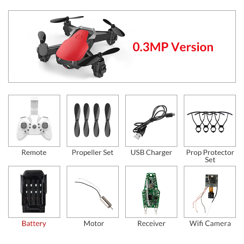 Eachine E61/E61HW Мини WiFi FPV с HD камерой режим удержания высоты складной Радиоуправляемый Дрон Квадрокоптер RTF - Цвет: red 0.3mp 1battery