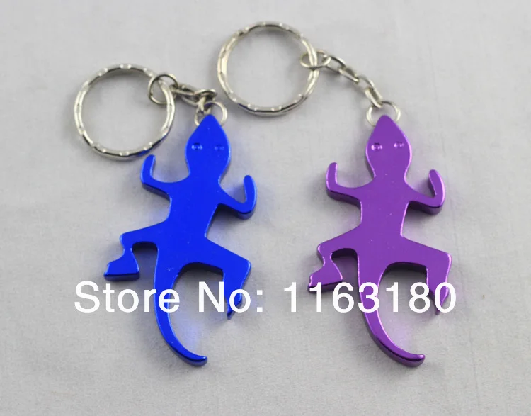 72 pcs/lot Beer Bottle Opener Lizard shaped KeyChains Aluminum Alloy Can Open Tools Promotion