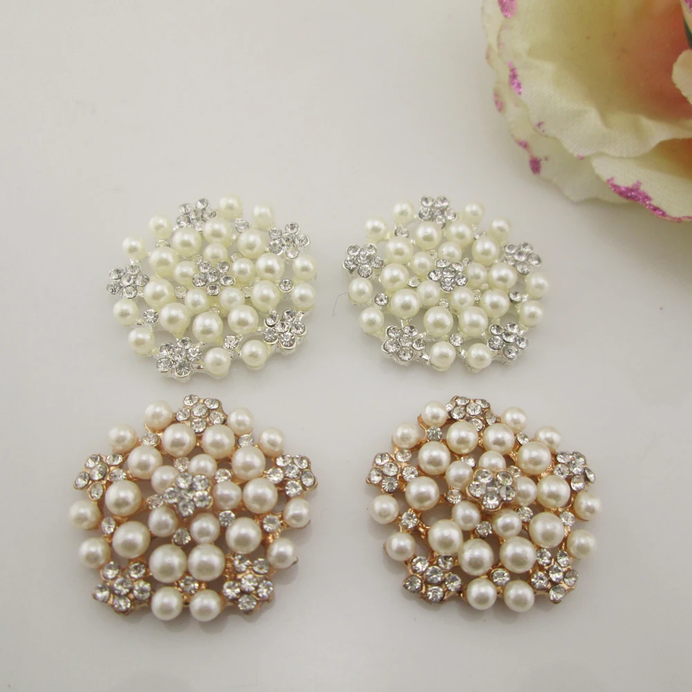 20x Crystal Diamante//Pearl Golden Button Flatback Embellishment Sewing DIY 20mm