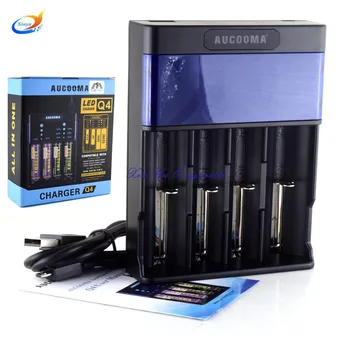 

USB Charger AUCOOMA Q4 Q2LCD Intelligent for AA/AAA Ni-MH Ni-Cd 18650 22650 26650 Battery With USB Port Set Electronic cigarette