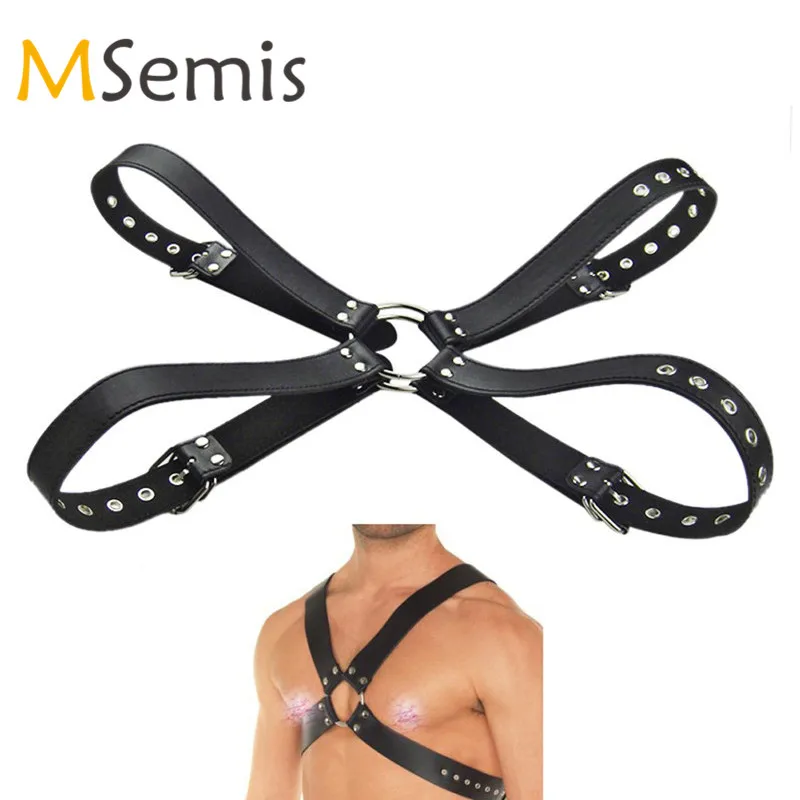 MSemis мужской нагрудный ремень из искусственной кожи для тела костюм бандаж x