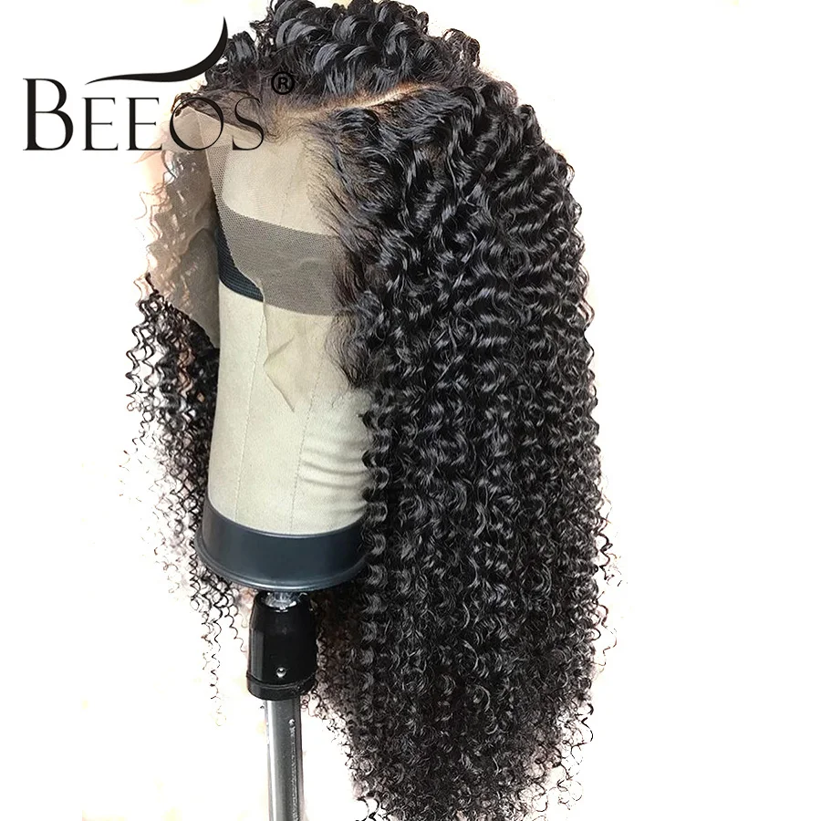 

Beeos Mongolian Kinky Curly Remy Human Hair Wigs Women 250% Density 13*6 Lace Frontal Human Hair Wigs Kinky Curly Deep Part