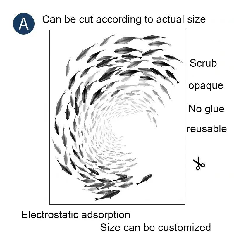 Океан рыба уединение оконная Пленка стеклянная наклейка ванная комната статичные наклейки для матового стекла непрозрачные витражи без клея детская комната на заказ домашняя декоративная - Цвет: 70cm(w)x120cm(h) A