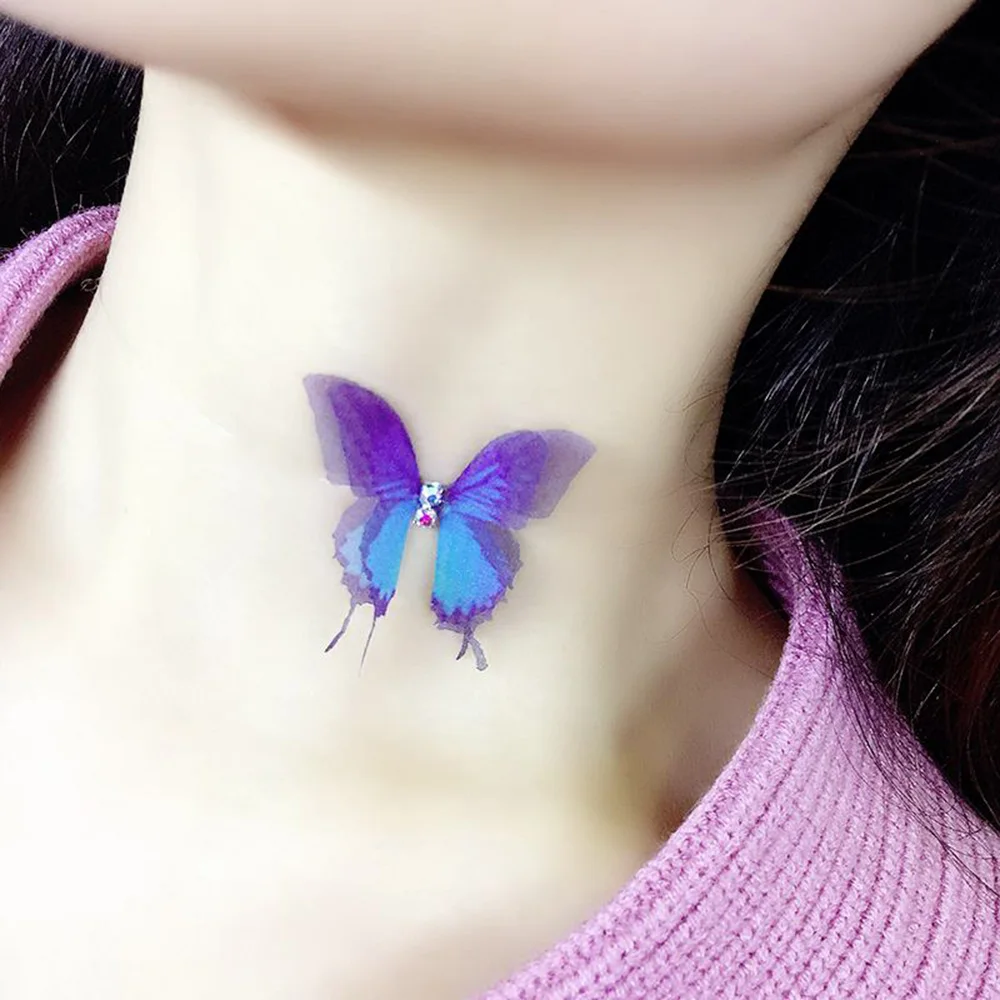 

2019 New Elegant Crystal Colorful 3D Butterfly Chokers Necklace Invisible Fish line Silk Necklaces For Women Gift 3D Yarn Choker