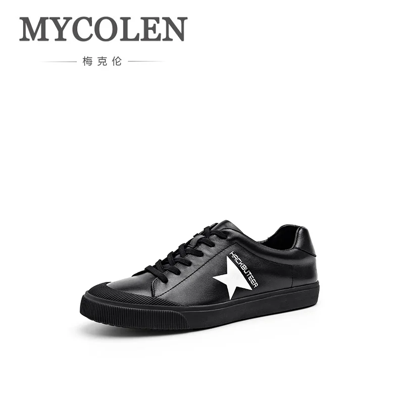 MYCOLEN 2018 New Fashion Casual Students Black White Red Board Shoes Men Trend Of Breathable Genuine Leather Shoes Tenis Branco