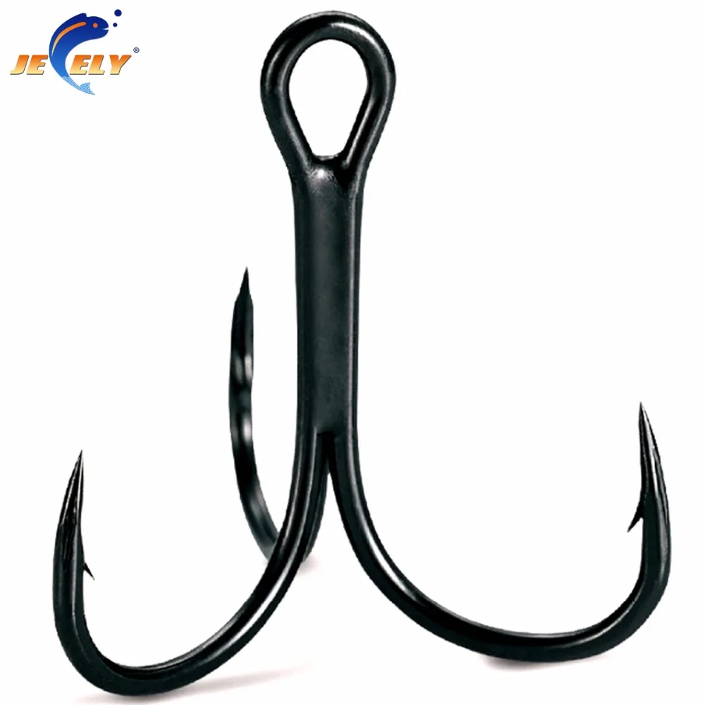 

100pcs/bag #1-#12/0 High Carbon Steel Sea Fishing Eye Ringed Barbed Treble Hook Saltwater Fishing Tackles
