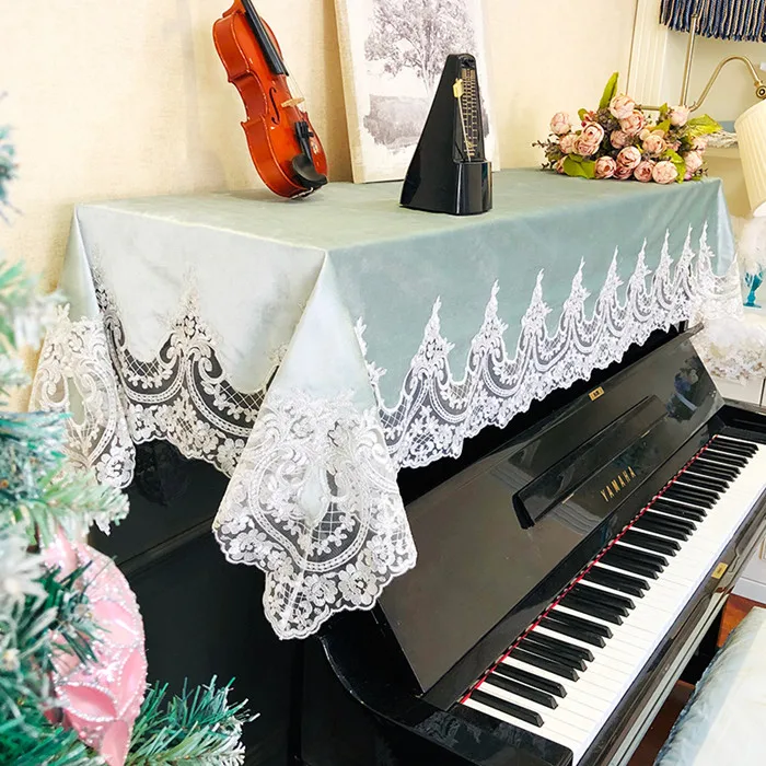 Piano Cloth Cover Lace Jacquard Fabric Dust Proof Piano Top