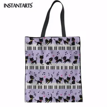 INSTANTARTS Повседневное белье Tote сумки для Для женщин прочная хлопчатобумажная ткань чехол Кот нот Traval плеча сумочку