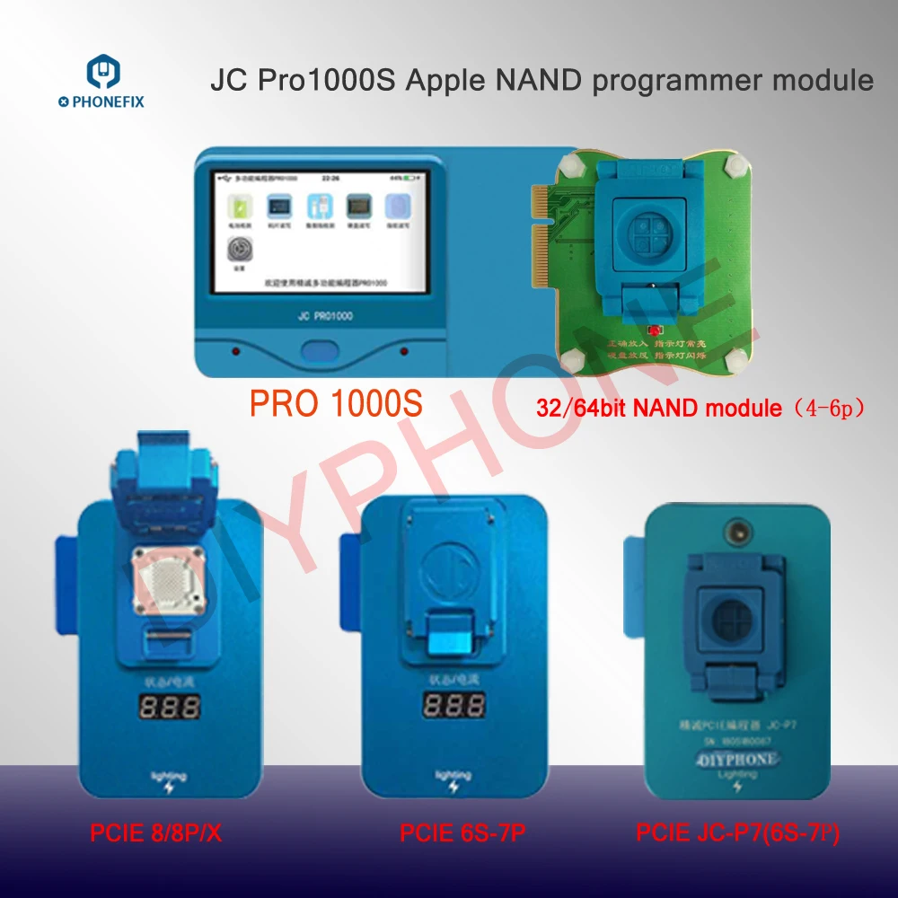 JC Pro1000S PCIE-8 NAND Программист тестовое приспособление для iPhone 8 8P X материнская плата инструмент для ремонта ошибок Обновление памяти последовательное Чтение запись