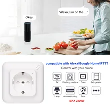 Настенная Розетка WiFi Мощность Разъем Встроенный Wi-Fi устройство таймер EU Plug умная розетка Панель работает с помощником