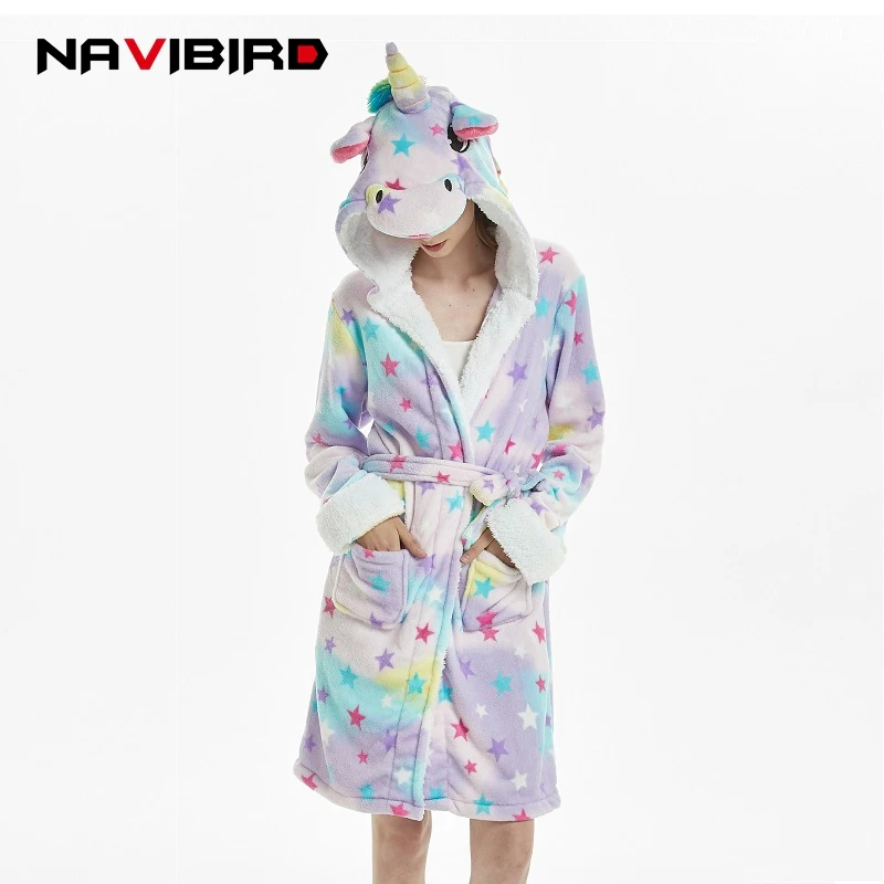 Buy Stars Unicorn Bathrobe For Adults Animal Flannel