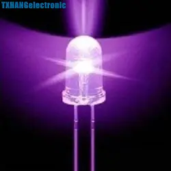 20 шт. F5 5 мм круглый Ультрафиолетовый светодиод УФ 390-395nm фиолетовый лампы