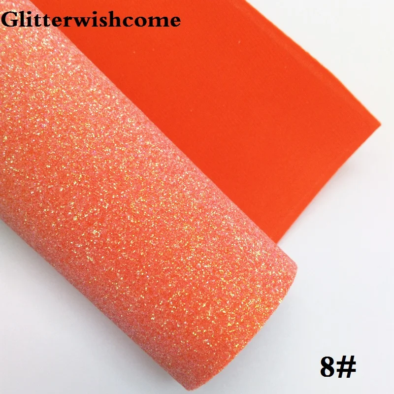 Glitterwishcome 21X29 см A4 Размеры синтетическая кожа, флуоресцентный мелкие блестки кожа подкладка из лайкры делают сапоги бэк виниловые обои для банты, GM053A - Цвет: 8