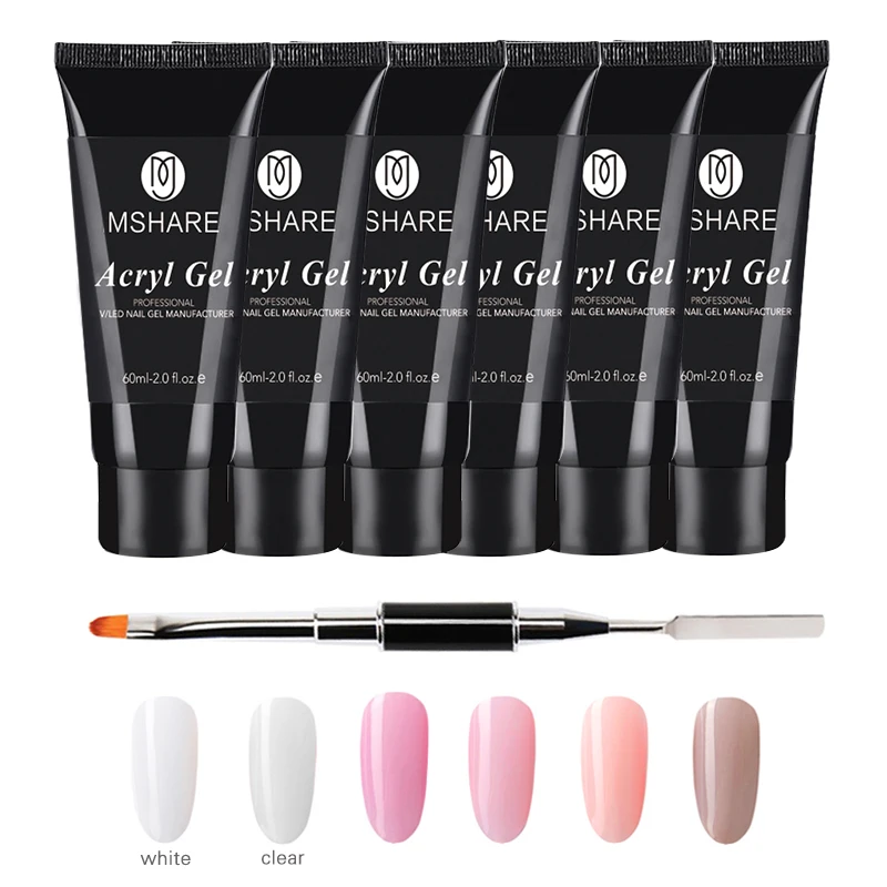 MSHARE 60ml UV LED Builder Gel Polygel Set Quick Building Finger Extension Camouflage Nail Art Poly 1