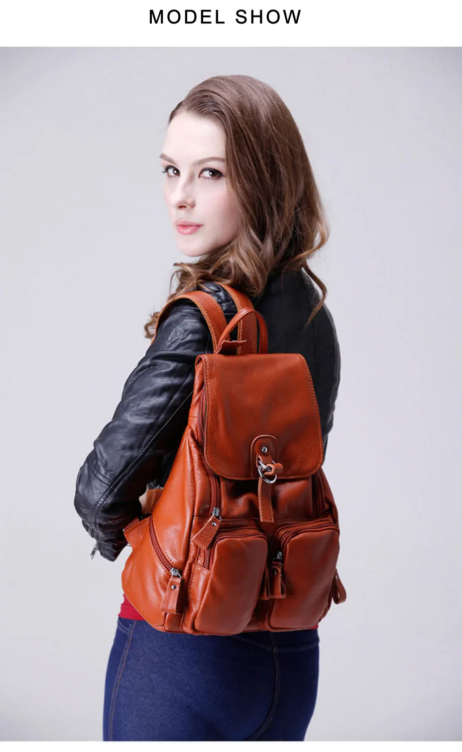 Высококачественная женская сумка, новинка, кожаный женский рюкзак, первый слой кожи, рюкзак с несколькими карманами