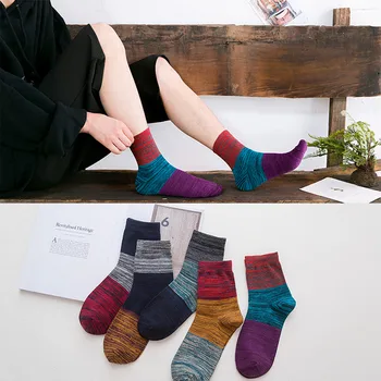 

ZDL-392 Trendy Cotton Socks Mens Knitted Breathable Male Business Japanese Retro National Standard Sock 10 pairs