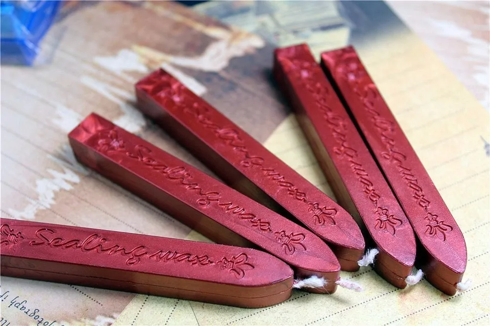 

2019 New 5Pcs Wine Red Manuscript Sealing Seal Wax Sticks Wicks For Postage Letter#T2
