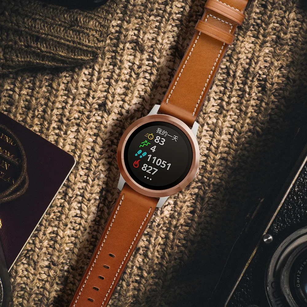 Для Garmin Vivoactive 3/Vivomove HR часы ремешок для мужчин/женщин кожаный ремешок браслет для samsung Galaxy Watch 42 мм/Active 2 1 ремень