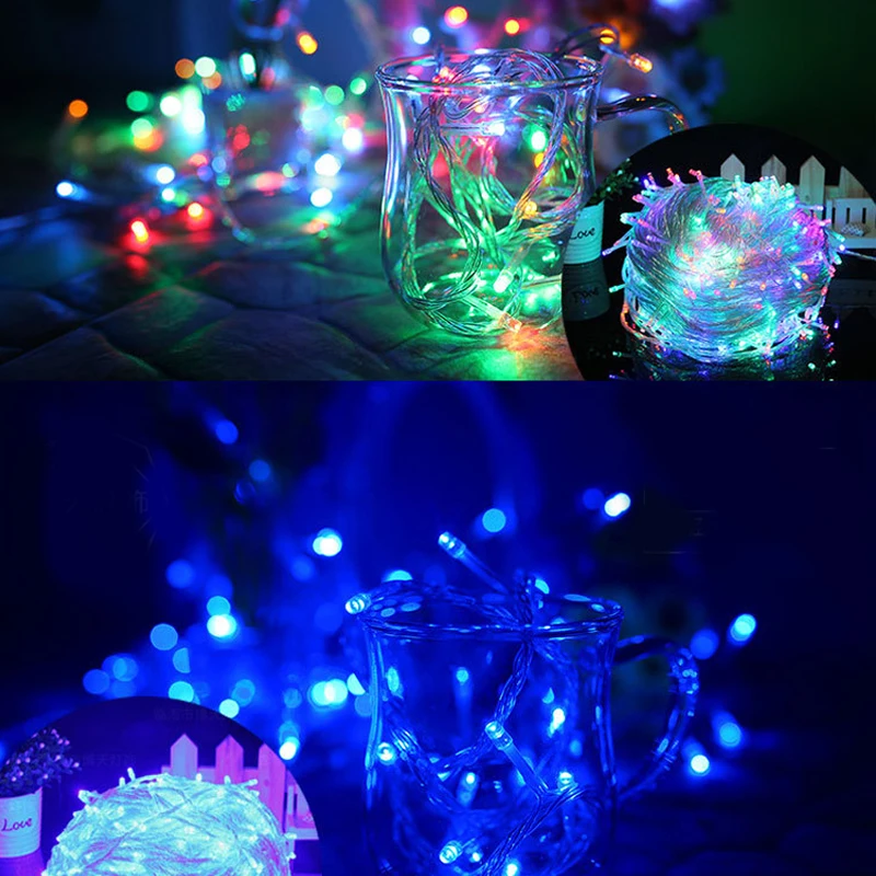 

10M 100 Leds Garland LED Christmas lights outdoor 110V 220V EU Plug For New Year Decoration lighting string Free Shipping