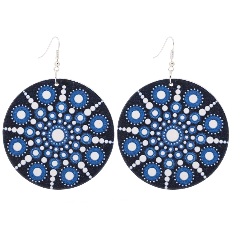 

Qiaohe 1 Pair Good Quality Wood Earrings African Woman Wooden Brincos Round Pendant 6cm/2.36'' E278