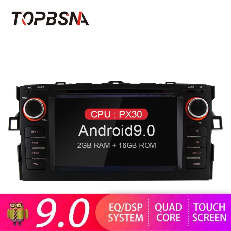 Perfect TOPBSNA 2 Din Android 9.0 Car DVD Player For TOYOTA Auris 2008-2011 WIFI Multimedia GPS Navigation Stereo Car Radio Headunit RDS 0