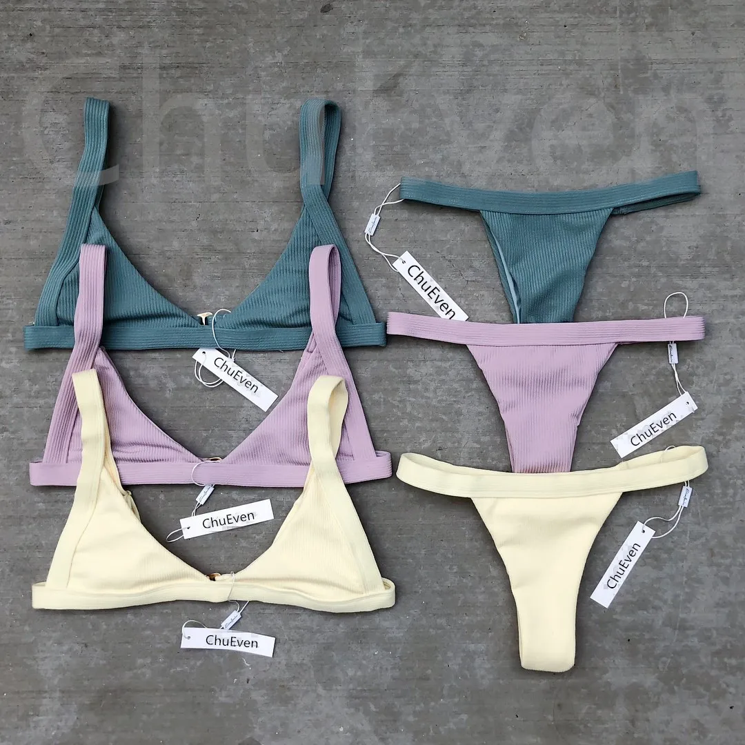 Женский купальник 3 вида цветов комплект бикини однотонный сексуальный Maillot De Bain