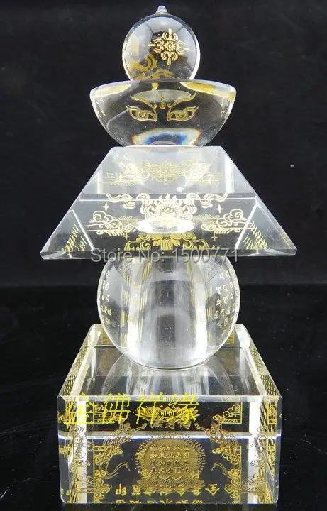 

buddha tower/Tathagata heart secret treasure trunk body relic/ India tower 5 * 5 white crystal 12cm high five Tashelita