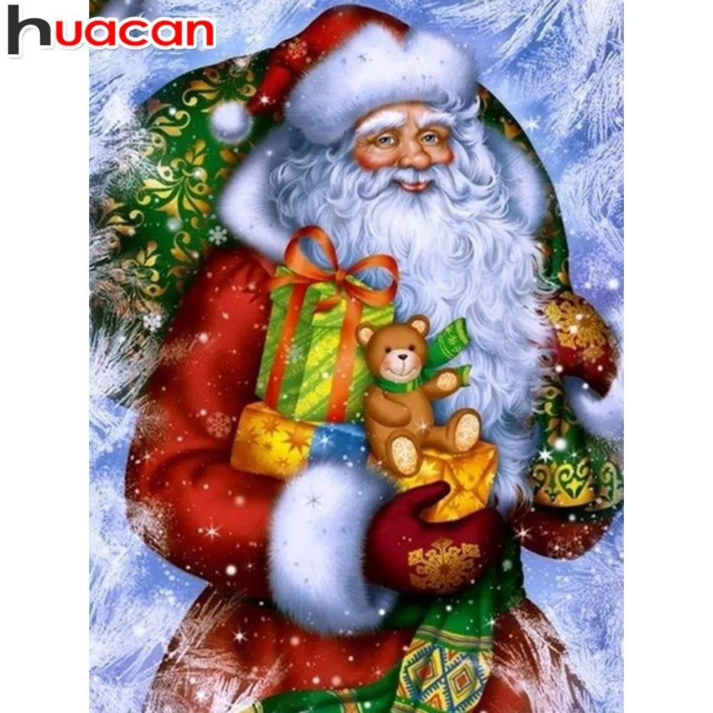 

HUACAN Diamond Painting Christmas Diamond Embroidery Santa Claus Cartoon Full Drill Square Diamond Mosaic Decor Home Handmade
