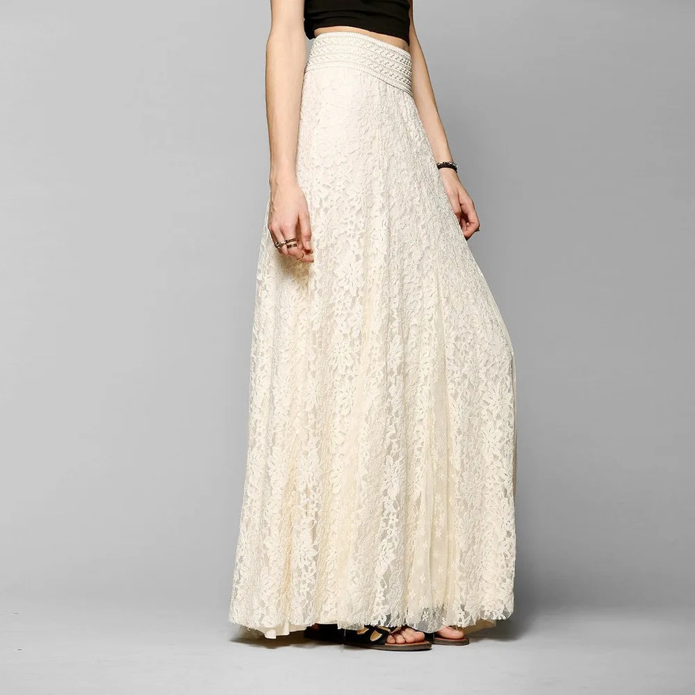 

Slim slim high waist openwork lace skirt in the long section of the large umbrella skirt