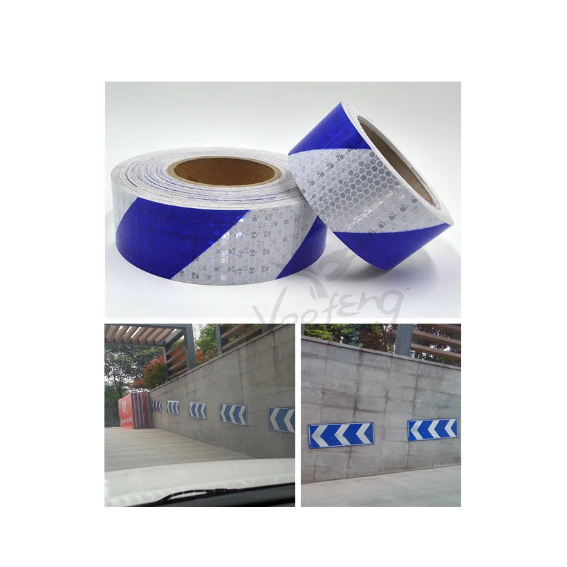 Blue/White Dual color arrow safety self adhesive warning tape with high visibility Free shipping Blue/White Dual color arrow safety self adhesive warning tape with high visibility Free shipping