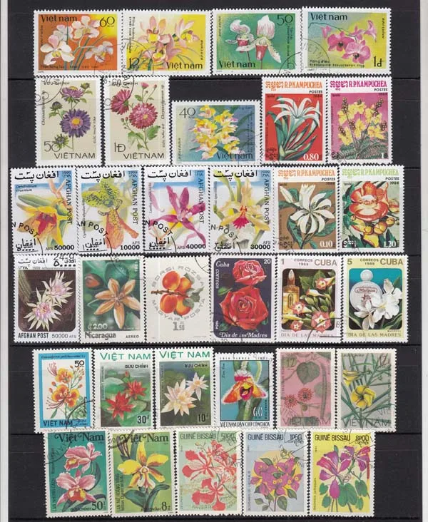25 шт./лот, случайные цветы, все разные из многих стран, не повторяются неиспользованные почтовые марки для сбора