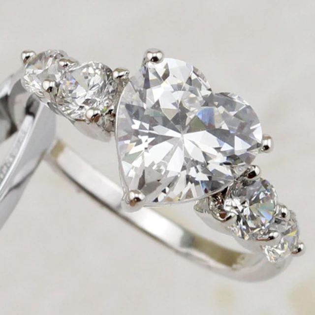 Size 5 6 7 8 Magic Grace Love White CZ Gems Ring Rhodium Plated
