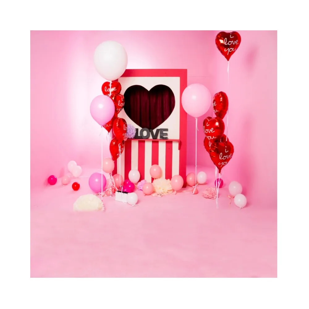 

Laeacco Happy Valentine's Day Love Hearts Balloons Cartoon Scene Photography Backdrops Photographic Backgrounds For Photo Studio