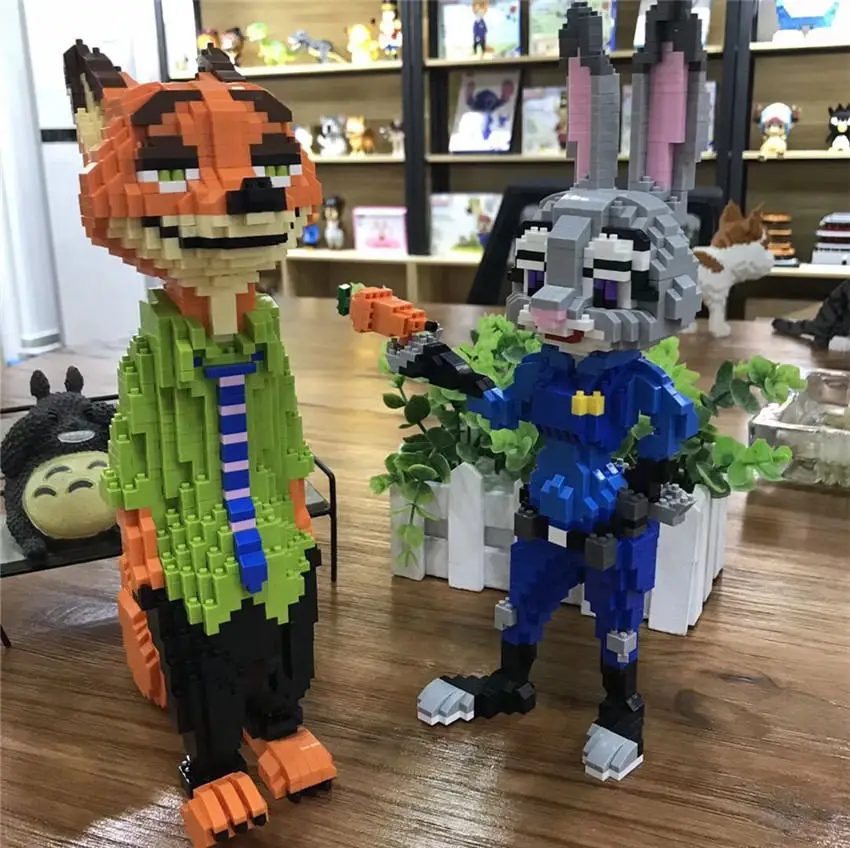 

Hot 3D cartoon movie nano diamond building block Nick Fox and rabbit judy figures model nanoblock for kids educational toys