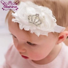 Nishine 15 Colors Newborn Shabby Flower Headband With Rhinestone Crown Birthday Gift Kids Hair Accessories Photography Props Nishine 15 Colors Newborn Shabby Flower Headband With Rhinestone Crown Birthday Gift Kids Hair Accessories Photography Props