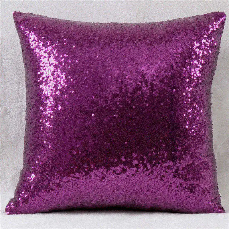 Новинка, 8 стилей, однотонный блестящий чехол для подушки с блестками, блестящий чехол для подушки, наволочка для подушки, наволочка, украшение для дома и автомобиля - Цвет: Фиолетовый
