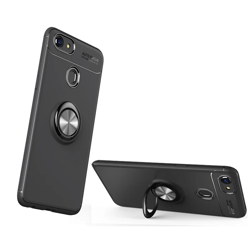 

Luxury High Quality Anti-knock Soft Silicone Back Cover Case For OPPO F5 With Color Ring Bracket