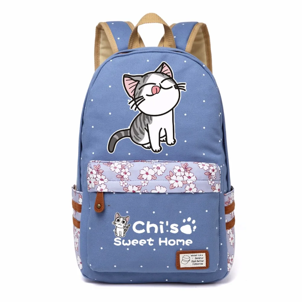 WISHOT chi's sweet home/Милая парусиновая сумка с изображением кота и сыра; рюкзаки с оборками; рюкзак для девочек; школьная сумка; дорожная сумка
