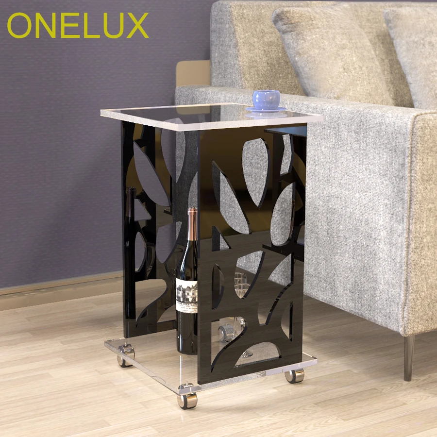 ONELUX محفورة الاكريليك عرضية/أريكة/الجانب/الشاي/مجلة الجدول على عجلات
