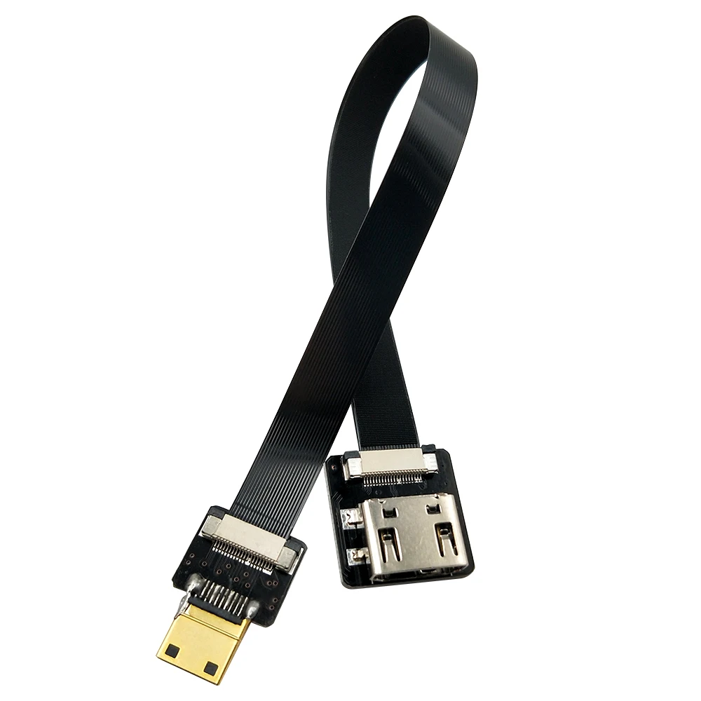 Danspeed fpv hdmi نوع الأنثى إلى ميني hdmi ذكر hdtv fpc شقة كابل للتصوير 20 سنتيمتر