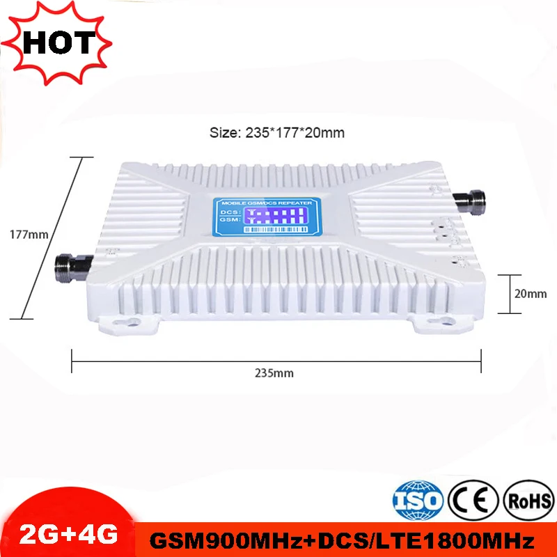 GSM DCS 9001800 MHz repeater cellular signal booster dual band 2g 4g repeater with adapter (2)