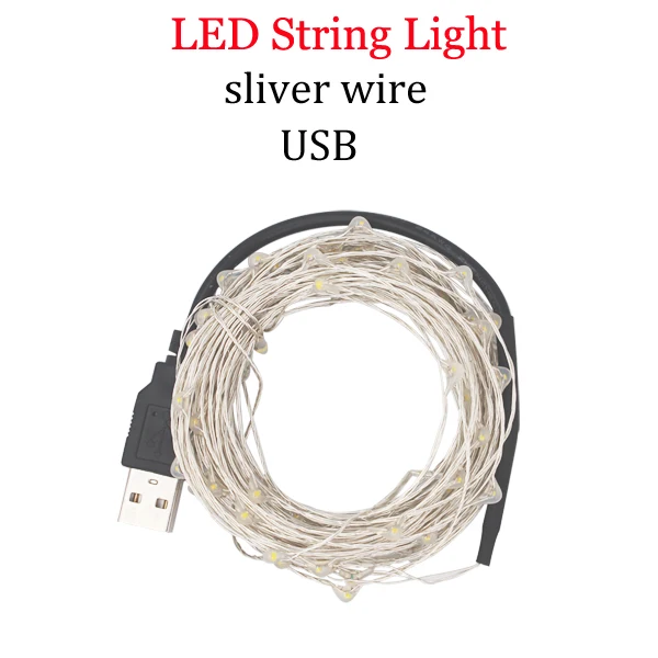 USB LED String Light 10M 5M Waterproof Silver Wire Outdoor Lighting Strings Fairy Lights For Christmas Wedding Decoration - Испускаемый цвет: USB  power  white
